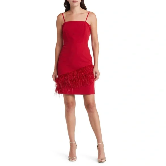 Sam Edelman Dresses Sam Edelman Feather Hem Sheath Dress Nwt